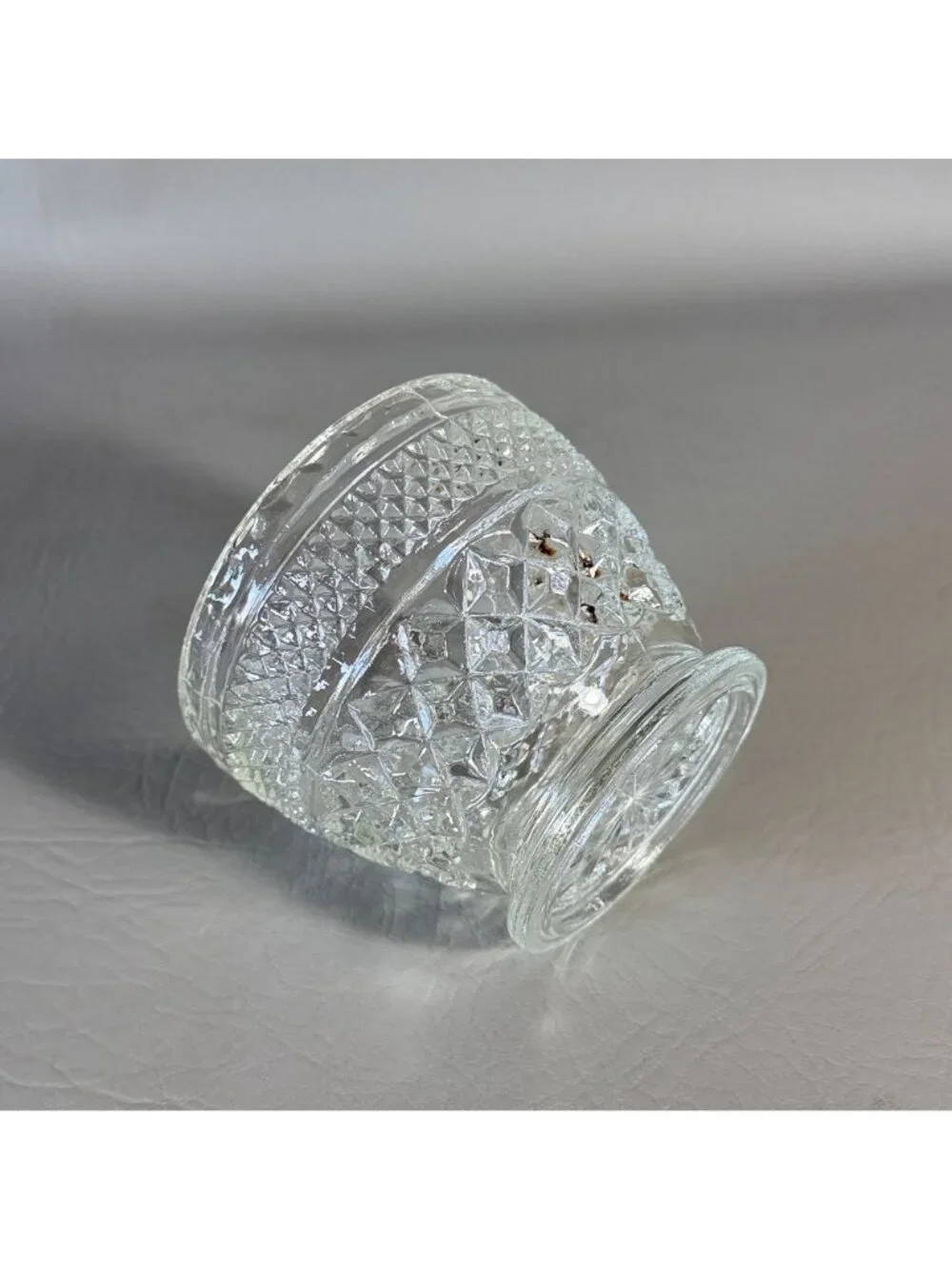 Vintage Anchor Hocking Wexford Clear Glass Covered Small Candy Dish Sugar Bowl